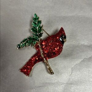 Elegant Red Cardinal Brooch